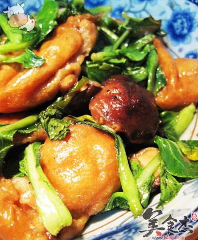 小油菜烩香菇面筋