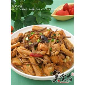 茶树菇腐竹炖鸡肉