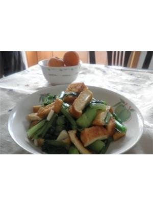 青菜苔炒油豆腐