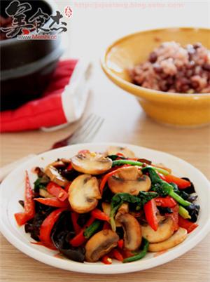 什锦素菇+红豆饭